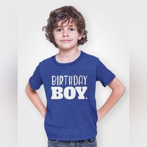 Birthday Boy Graphic Short Sleeve Tee Shirt Blue Toddler Soft Cotton Size 5Y NWT